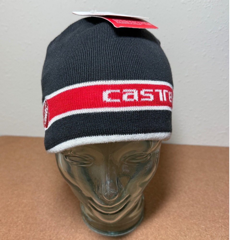 NWT Castelli Men's Beanie Black Red Scorpion Cyclocross Reversible Cycling Wool